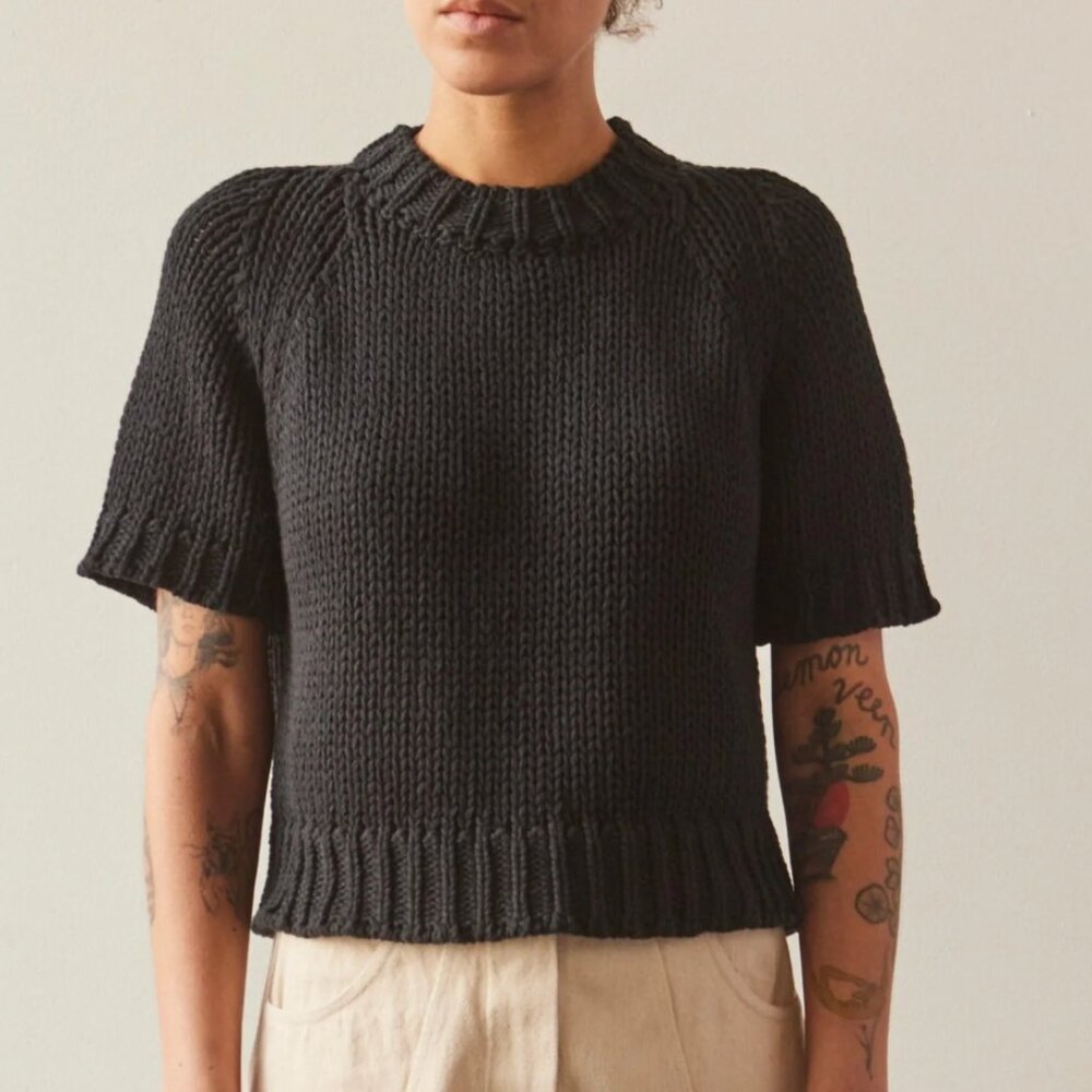 Cordera Cropped SS Sweater, Black O/S